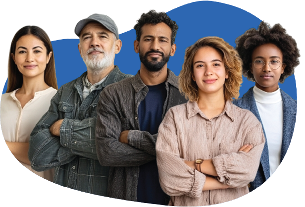 Illustration representing individuals using Galea for guided self-assessment